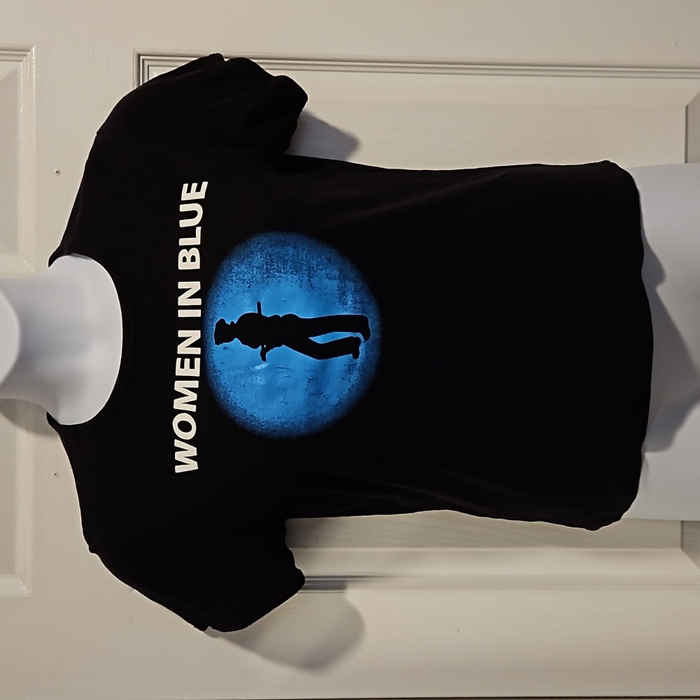 Anvil, women in blue, short sleeve, police woman tee. Size  XL.